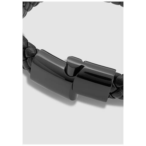 Bracciale in Pelle per Uomo, ""Helix"", 20cm, Nero - Foto 2