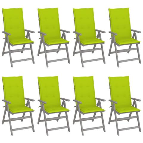 Sedie Giardino Reclinabili 8pz Cuscini Massello Acacia Grigio - Foto 1