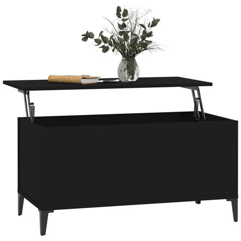 Tavolino Da Salotto Nero 90x44,5x45 Cm In Legno Multistrato - Foto 9