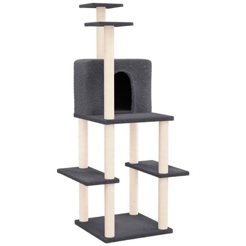 Albero Per Gatti Con Tiragraffi In Sisal Grigio Scuro 144,5 Cm - Foto 1