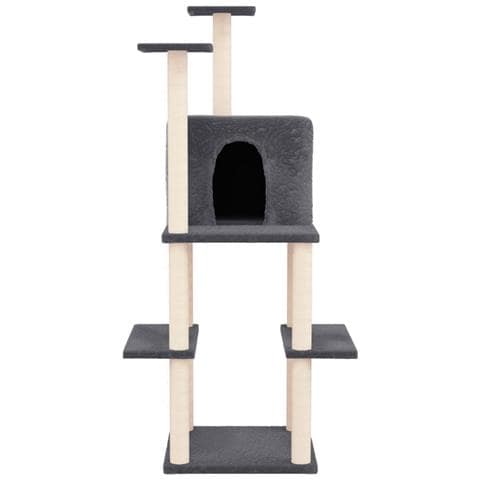 Albero Per Gatti Con Tiragraffi In Sisal Grigio Scuro 144,5 Cm - Foto 2