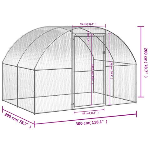 Gabbia per Polli da Esterno 3x2x2 m in Acciaio Zincato - Foto 8