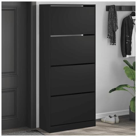 Scarpiera VidaXL Con 4 Cassetti Ribaltabili - Bianca, 60x34x187.5cm - Foto 3