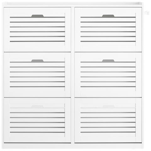 Scarpiera Con 6 Ribalte E 12 Ripiani Portascarpe Salvaspazio Regolabili Bianco, Fsr145-w - Foto 1