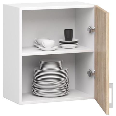 Mobile da cucina pensile LIMA, 1 anta, 50x30,5x58 cm, Colore Bianco e Sonoma Quercia - Foto 2