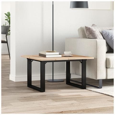 Tavolino Da Salotto Telaio A O 60x60x40cm Massello Pino E Ghisa - Foto 3