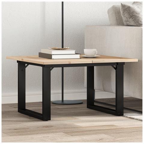 Tavolino Da Salotto Telaio A O 60x60x40cm Massello Pino E Ghisa - Foto 1