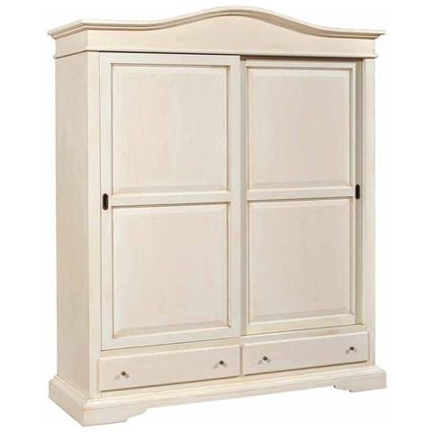 Armadio Classico 2 Ante Scorrevoli Legno Avorio Patinato 180x67x225 - Foto 1