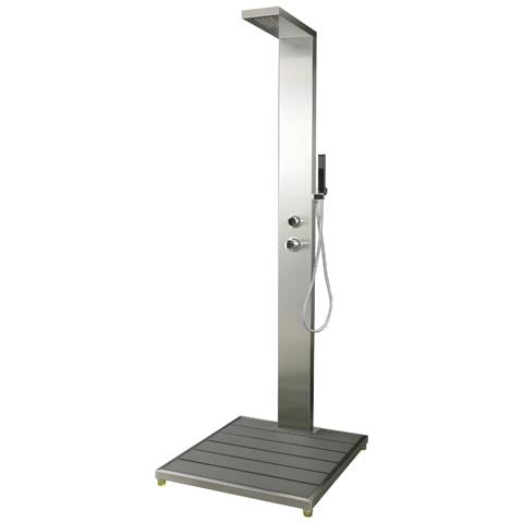Doccia Da Esterno Inox Giardino Cedro Pavimento Con Pedana Antiscivolo Wpc - Foto 1
