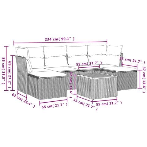 Set Divani da Giardino con Cuscini 7pz Nero Polyrattan - Foto 2