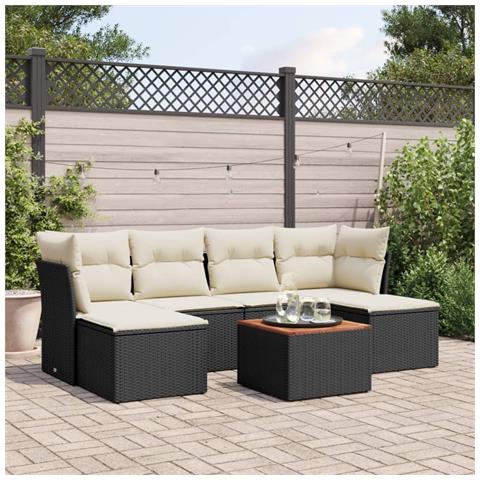 Set Divani da Giardino con Cuscini 7pz Nero Polyrattan - Foto 3