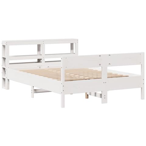 Letto Senza Materasso Bianco 140x200 Cm Legno Massello Di Pino - Foto 3