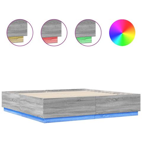 Giroletto Luci Led Grigio Sonoma 200x200 Cm Legno Multistrato - Foto 2
