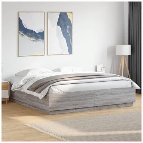 Giroletto Luci Led Grigio Sonoma 200x200 Cm Legno Multistrato - Foto 1