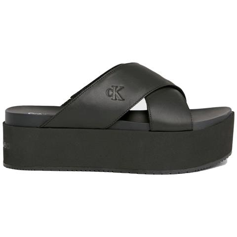 Flatform Cross Slippers Ciabatte Pelle Scarpe Donna Nero Eu 39, Yw0yw01349 0gt - Foto 2