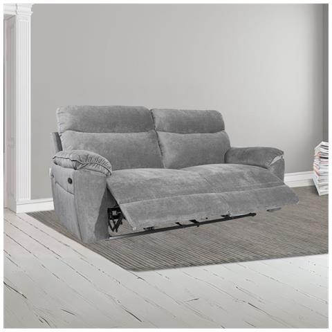 Divano Recliner Boston 3 Posti Manuale In Tessuto Barrel 90 Grigio - Foto 1