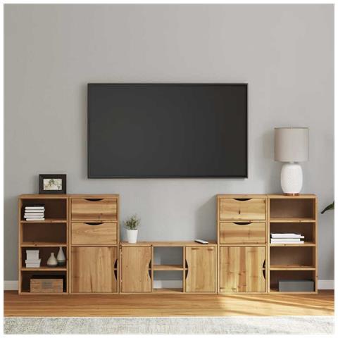 Mobile TV 5 pz con Contenitore ODDA in Legno Massello di Pino - Foto 1