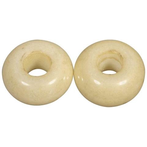2 Pezzi - Perline In Vetro Opaco Con Foro Grande Ø16mm L. 6 Mm - Colore Vaniglia - Foto 1