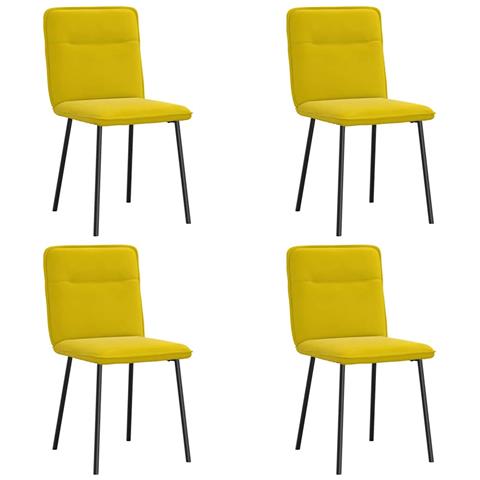 Sedie Da Pranzo 4 Pz Gialle In Velluto - Foto 2