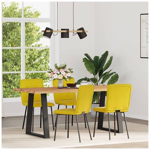 Sedie Da Pranzo 4 Pz Gialle In Velluto - Foto 1