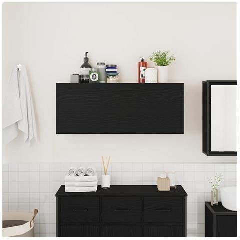 Mobile Da Bagno A Parete Nero 100x25x40 Cm In Truciolato - Foto 3