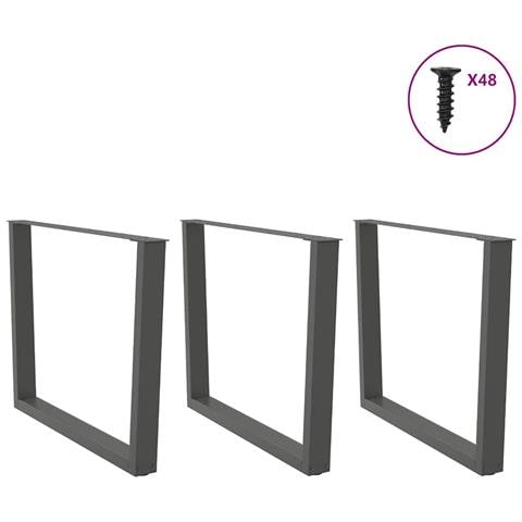 Gambe Tavolo Pranzo A V 3 Pz Antracite 100x(72-73,3)cm Acciaio - Foto 3
