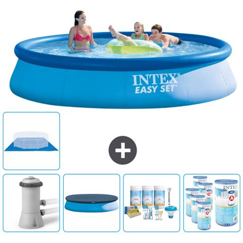 Piscina Fuori Terra - In Giro - 396x396x84 Cm - Blu - Include Accessori Coordinati Cb15 - Foto 1