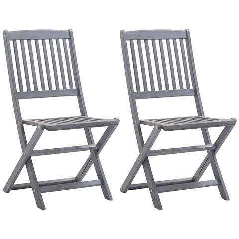 Sedie Da Giardino Pieghevoli 2pz Con Cuscini In Massello Acacia - Foto 8