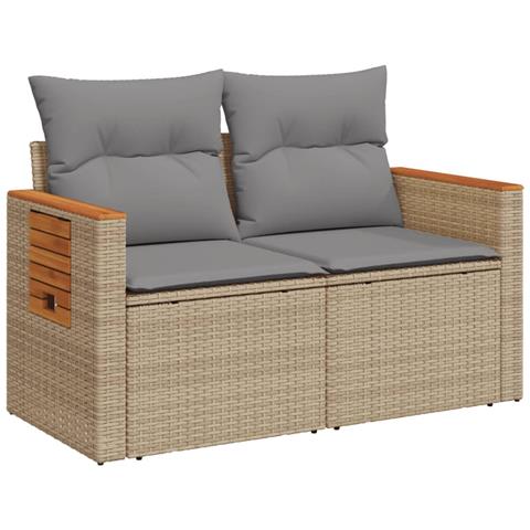 Divano Da Giardino Con Cuscini A 2 Posti Beige In Polyrattan - Foto 1