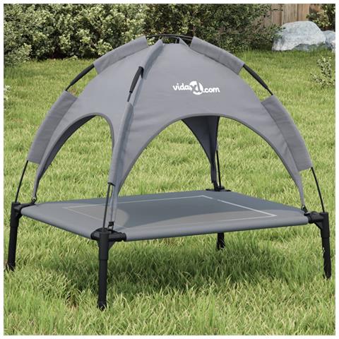 Lettino Per Cani Con Tetto Tessuto Oxford Antracite E Acciaio - Foto 8