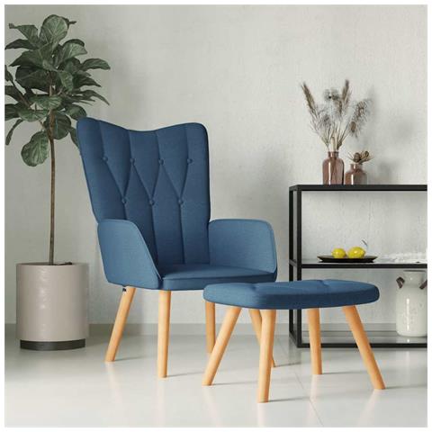 Lusso Casadino -  Poltrona Relax Con Poggiapiedi Blu In Tessuto - Foto 8