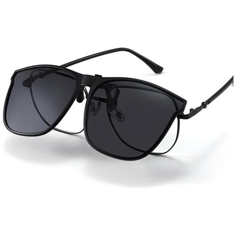Occhiali Da Sole Clip-on - Montatura Nera Con Lenti Grigio Nero - Foto 2