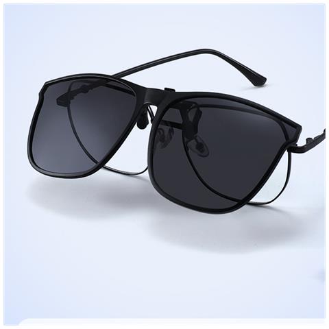 Occhiali Da Sole Clip-on - Montatura Nera Con Lenti Grigio Nero - Foto 7