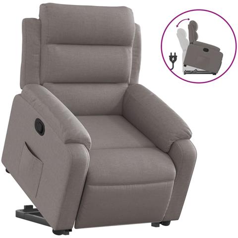 Poltrona Alzapersona Reclinabile Tortora in Tessuto - Foto 1