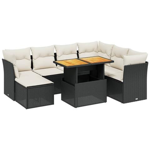 Set Divani da Giardino con Cuscini 8 pz Nero in Polyrattan - Foto 1