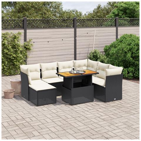 Set Divani da Giardino con Cuscini 8 pz Nero in Polyrattan - Foto 2