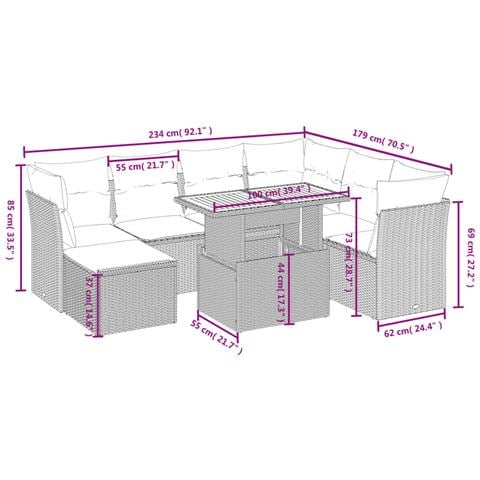 Set Divani da Giardino con Cuscini 8 pz Nero in Polyrattan - Foto 4