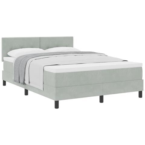 Letto a Box con Materasso  Grigio Chiaro 140x190 cm in Velluto - Foto 1