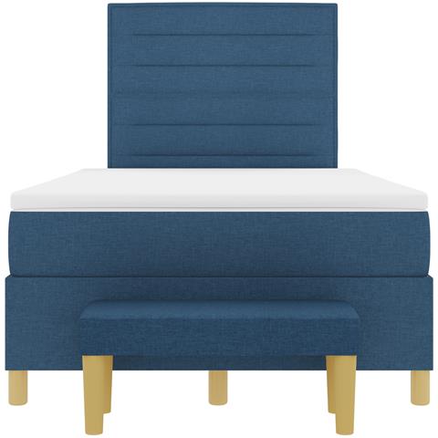 Letto a Vano con Materasso e Panchina Blu 120x200 cm Tessuto - Foto 9