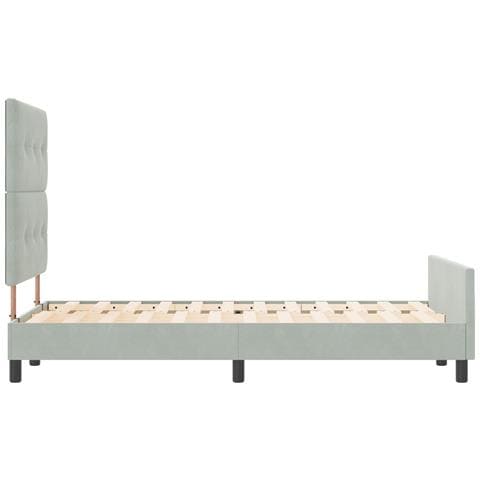 Letto Grigio Chiaro 120x190 cm in Velluto - Foto 9