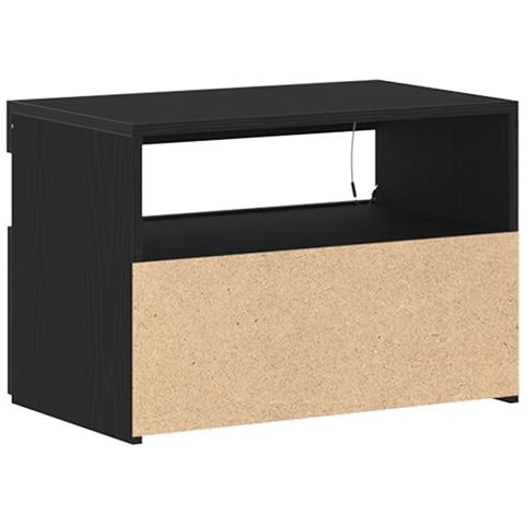 Comodino con luci LED Rovere Nero 60x35x40 cm Legno ingegnerizzato - Foto 9
