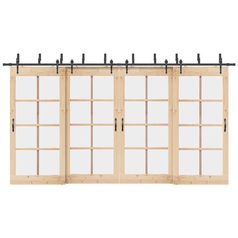 Kit di Binari per Porte Scorrevoli 427 cm Acciaio Nero - Foto 2