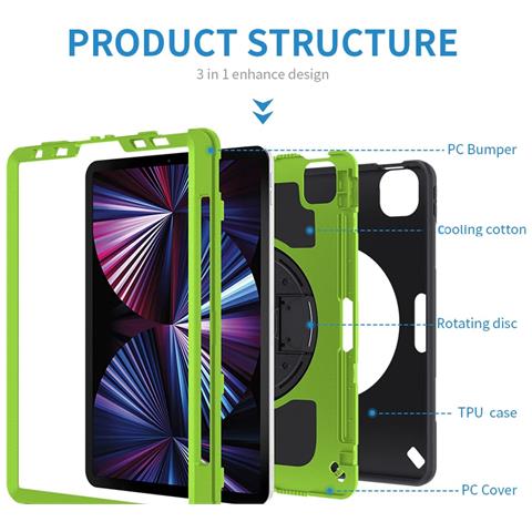 Custodia Per Ipad Pro 3/2 11"" 2021/2020 Con Supporto Girevole E Alloggiamento Per Stilo Nera - Foto 2