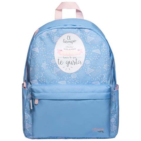 Zaino Scolastico In Poliestere Collezione Pastello 2 Scomparti Leggero, Blu - Foto 1