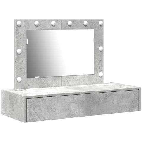 Tavolo da toeletta a muro con luci LED in grigio cemento - Foto 1