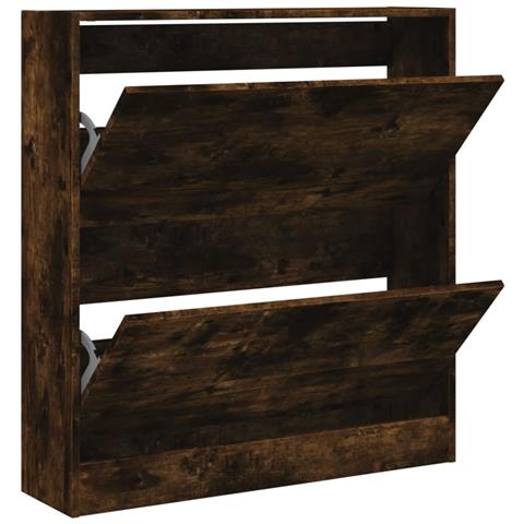 Scarpiera Rovere Fumo 80x21x87,5 cm in Legno Multistrato - Foto 1