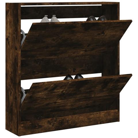 Scarpiera Rovere Fumo 80x21x87,5 cm in Legno Multistrato - Foto 2