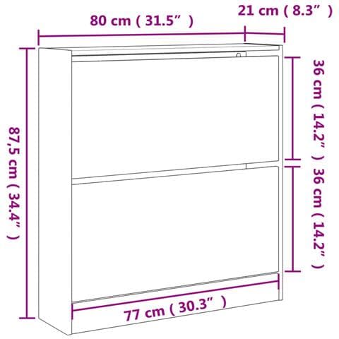 Scarpiera Rovere Fumo 80x21x87,5 cm in Legno Multistrato - Foto 9