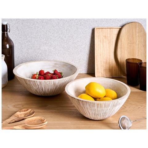 Set Di 2 Ciotole Decorative Siwa Legno Di Mango Marrone Chiaro - Foto 1