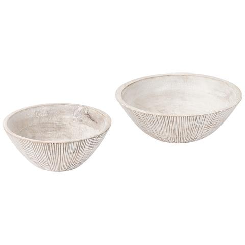 Set Di 2 Ciotole Decorative Siwa Legno Di Mango Marrone Chiaro - Foto 2